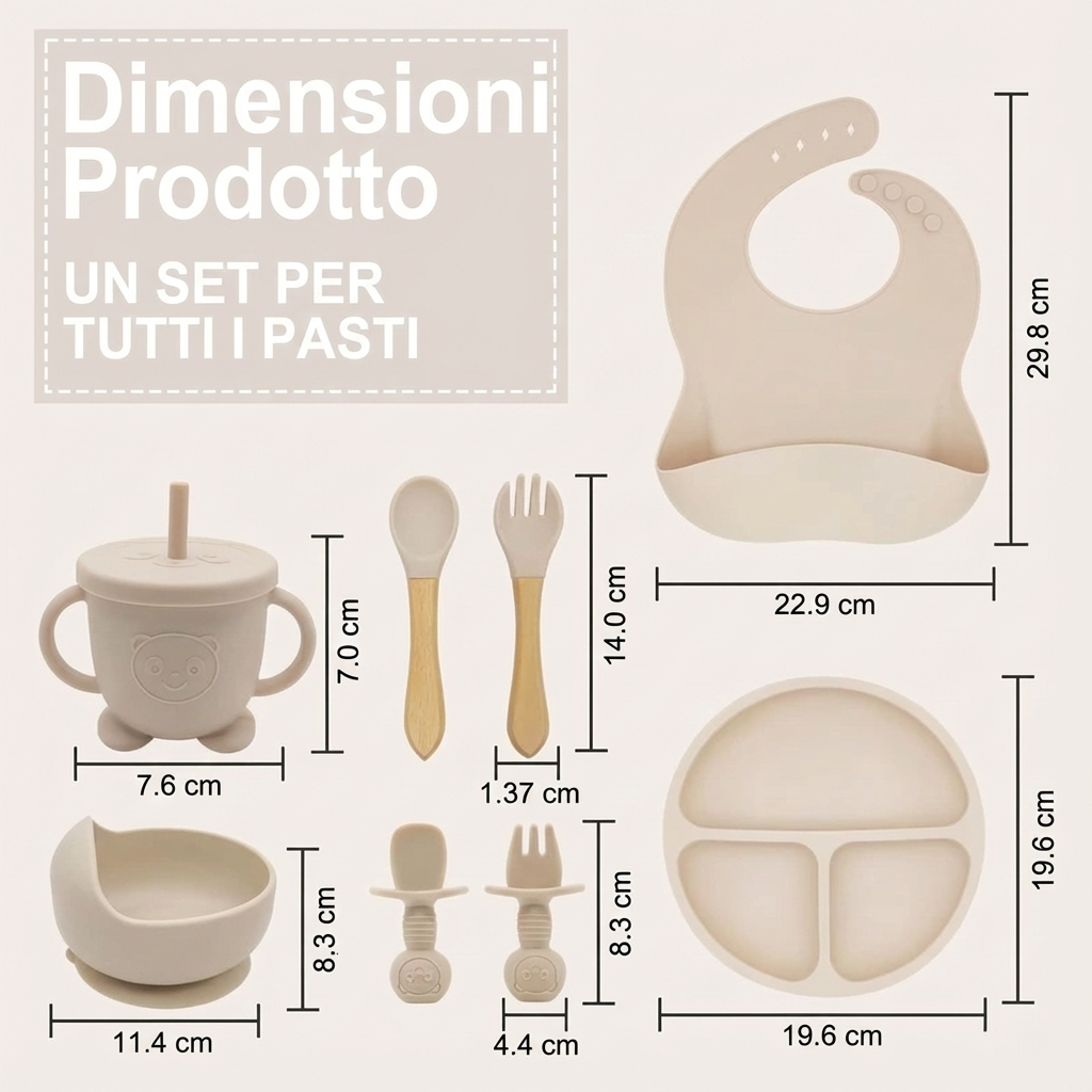 Set Pappa Svezzamento 8 Pezzi in Silicone