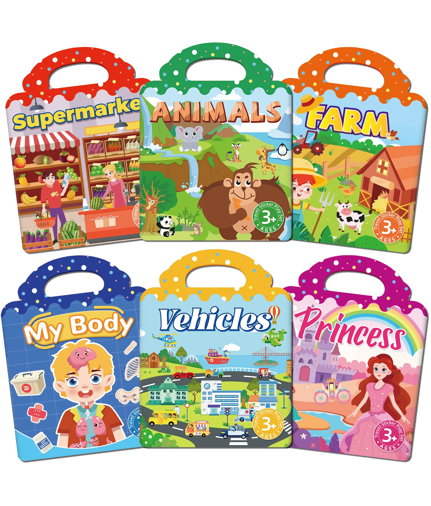 Gioco educativo set Adesivi Puffy Riutilizzabili con Scenari