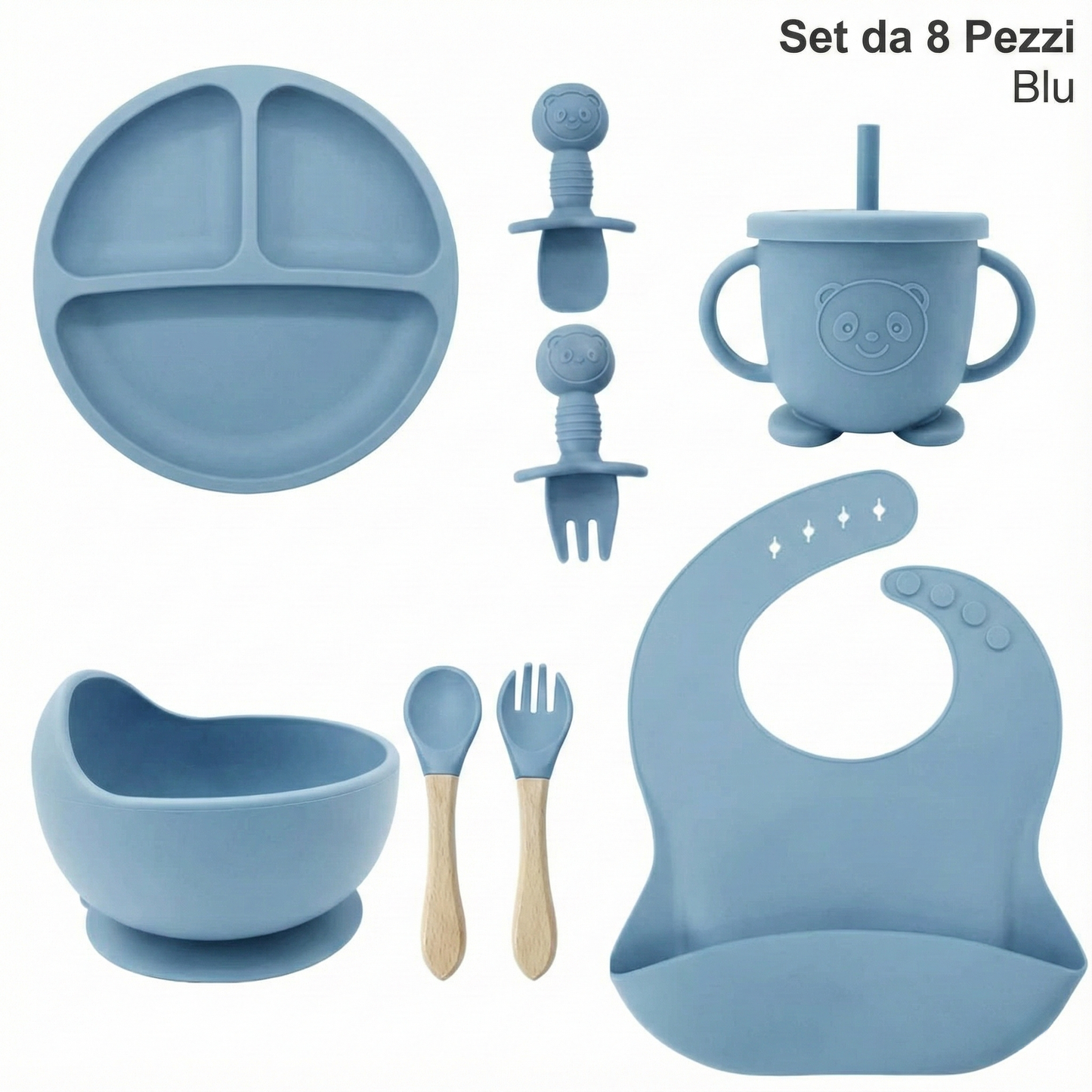 Set Pappa Svezzamento 8 Pezzi in Silicone