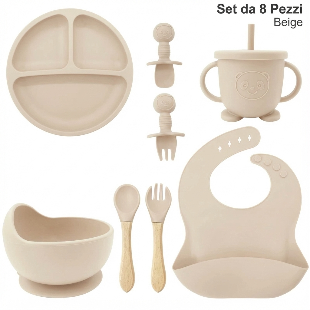Set Pappa Svezzamento 8 Pezzi in Silicone
