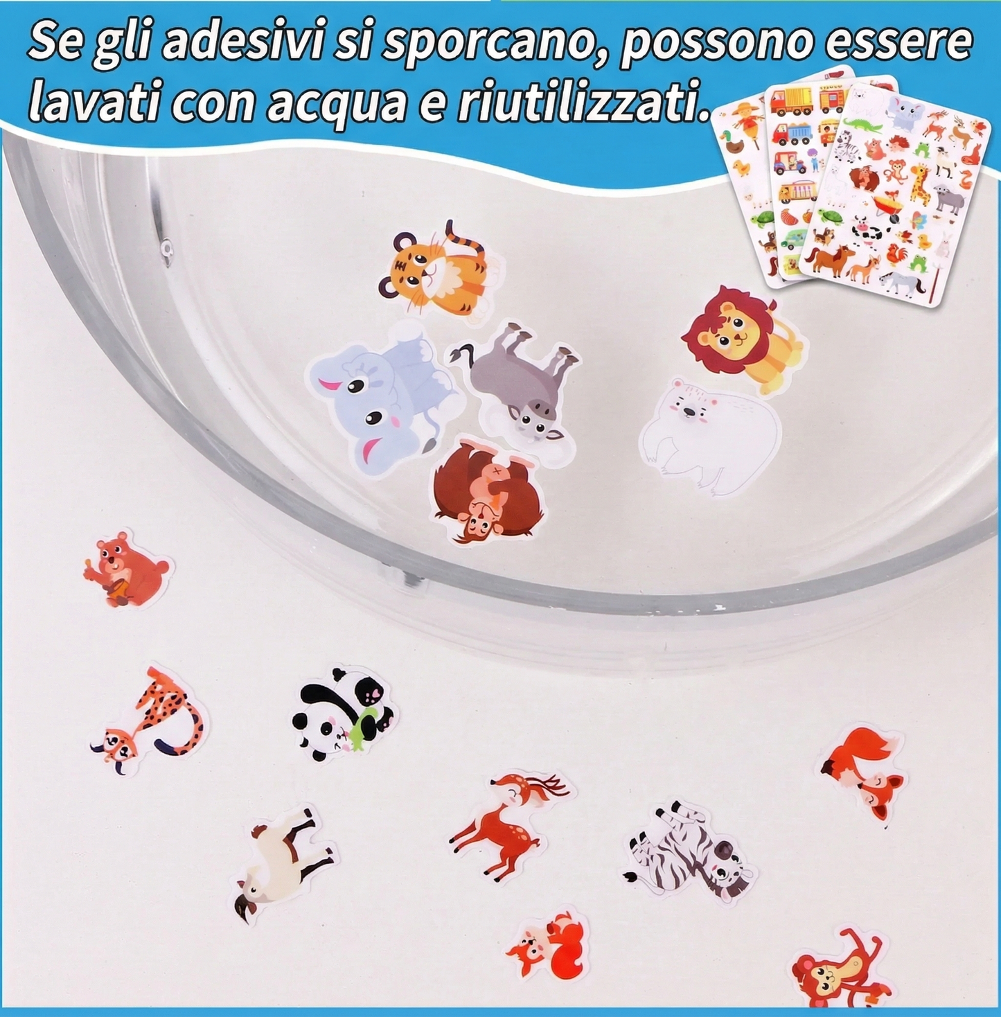 Gioco educativo set Adesivi Puffy Riutilizzabili con Scenari