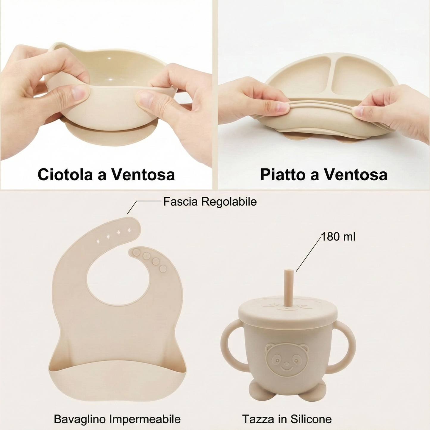 Set Pappa Svezzamento 8 Pezzi in Silicone