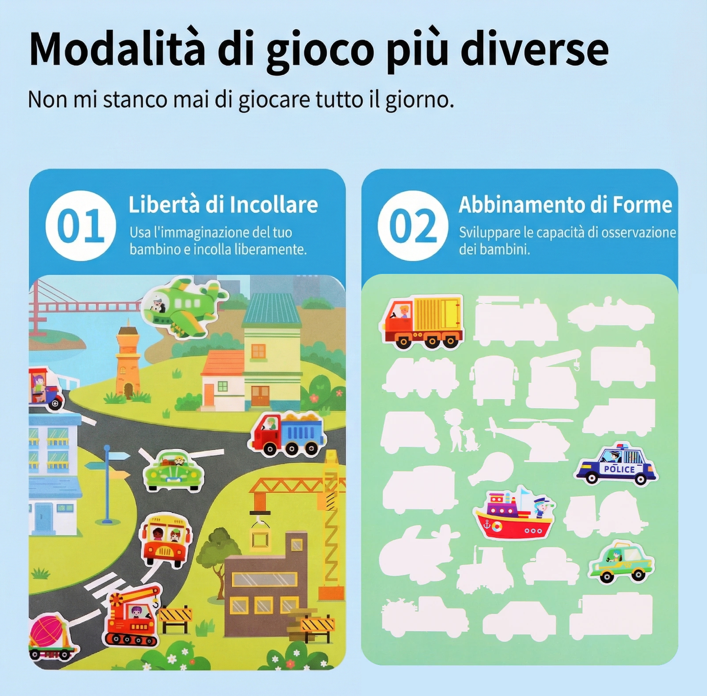 Gioco educativo set Adesivi Puffy Riutilizzabili con Scenari