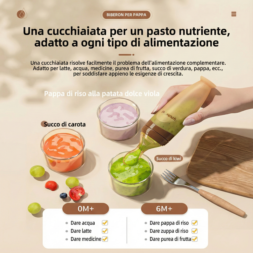 Biberon a Cucchiaio per Svezzamento in Silicone