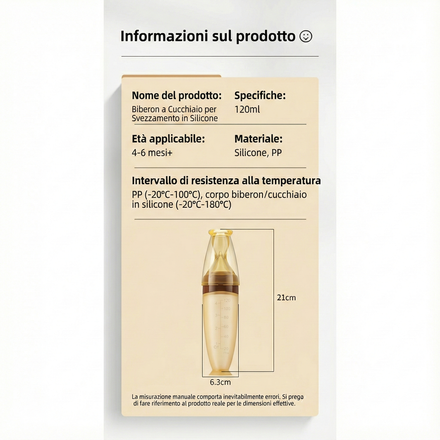 Biberon a Cucchiaio per Svezzamento in Silicone