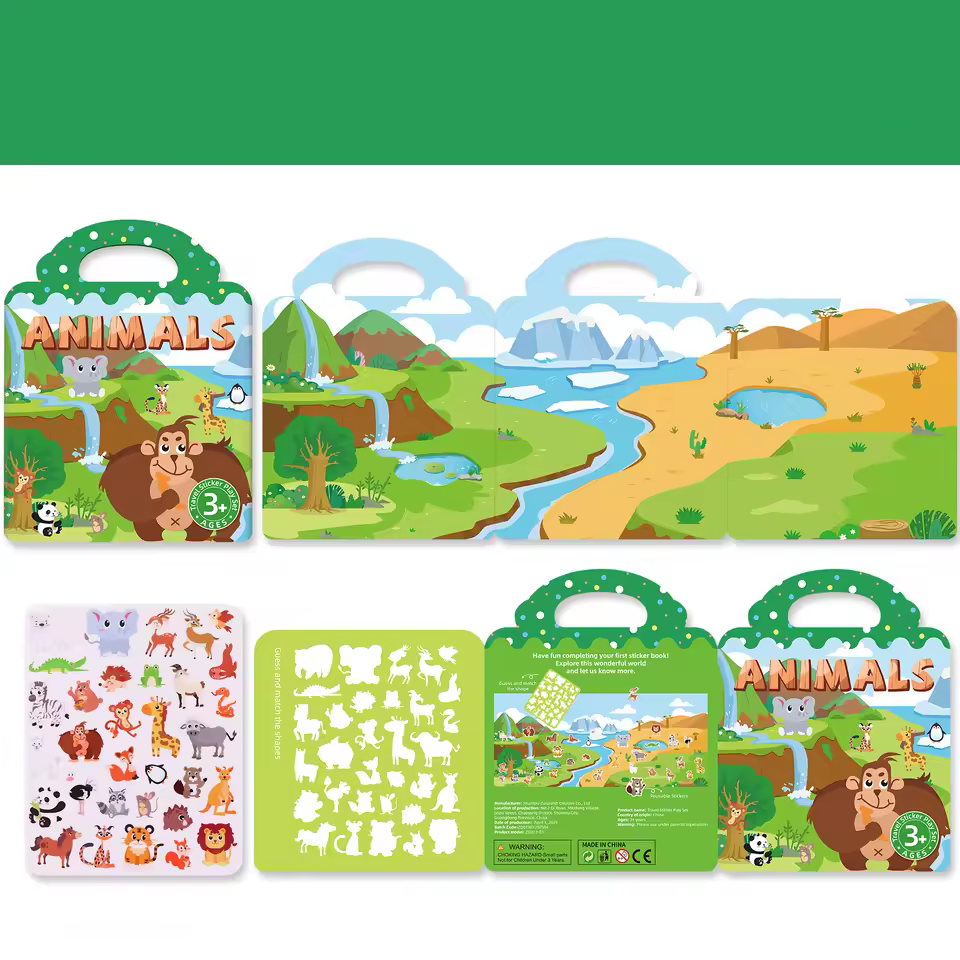 Gioco educativo set Adesivi Puffy Riutilizzabili con Scenari