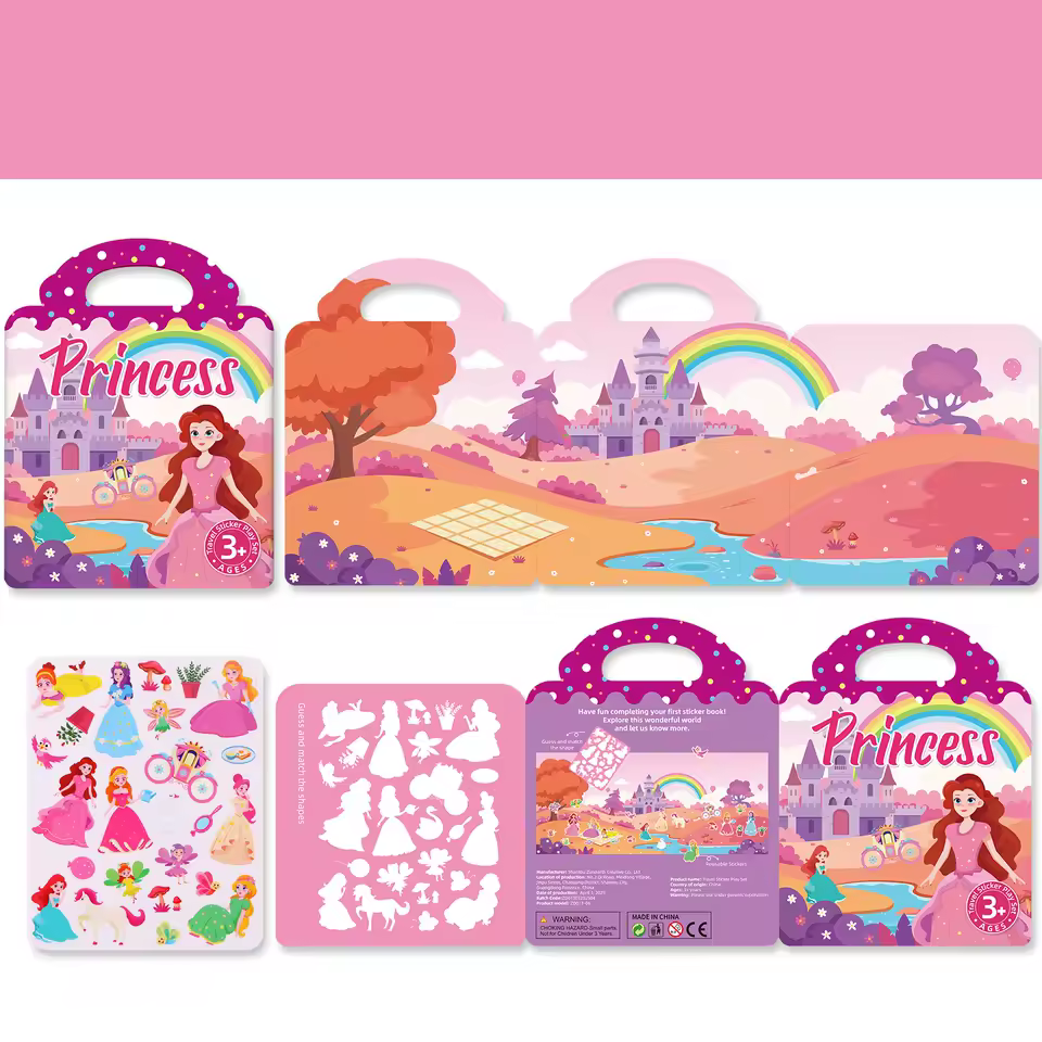 Gioco educativo set Adesivi Puffy Riutilizzabili con Scenari