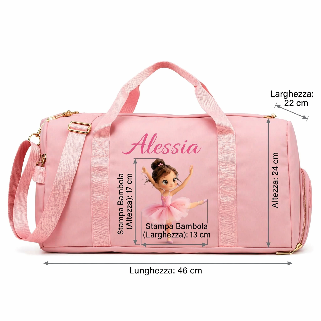Borsone Danza Personalizzato con Nome e Ballerina