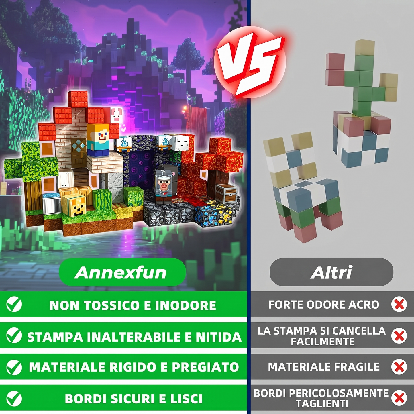 Set di Cubi Magnetici 3D Stile Pixel