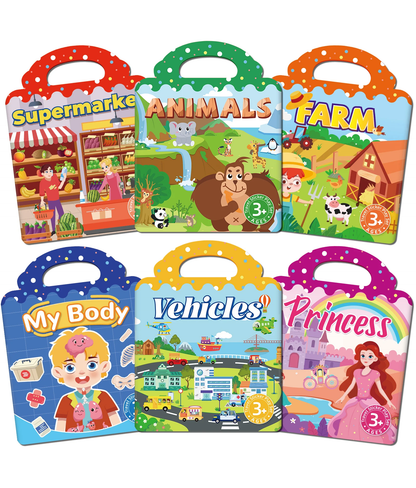 Gioco educativo set Adesivi Puffy Riutilizzabili con Scenari