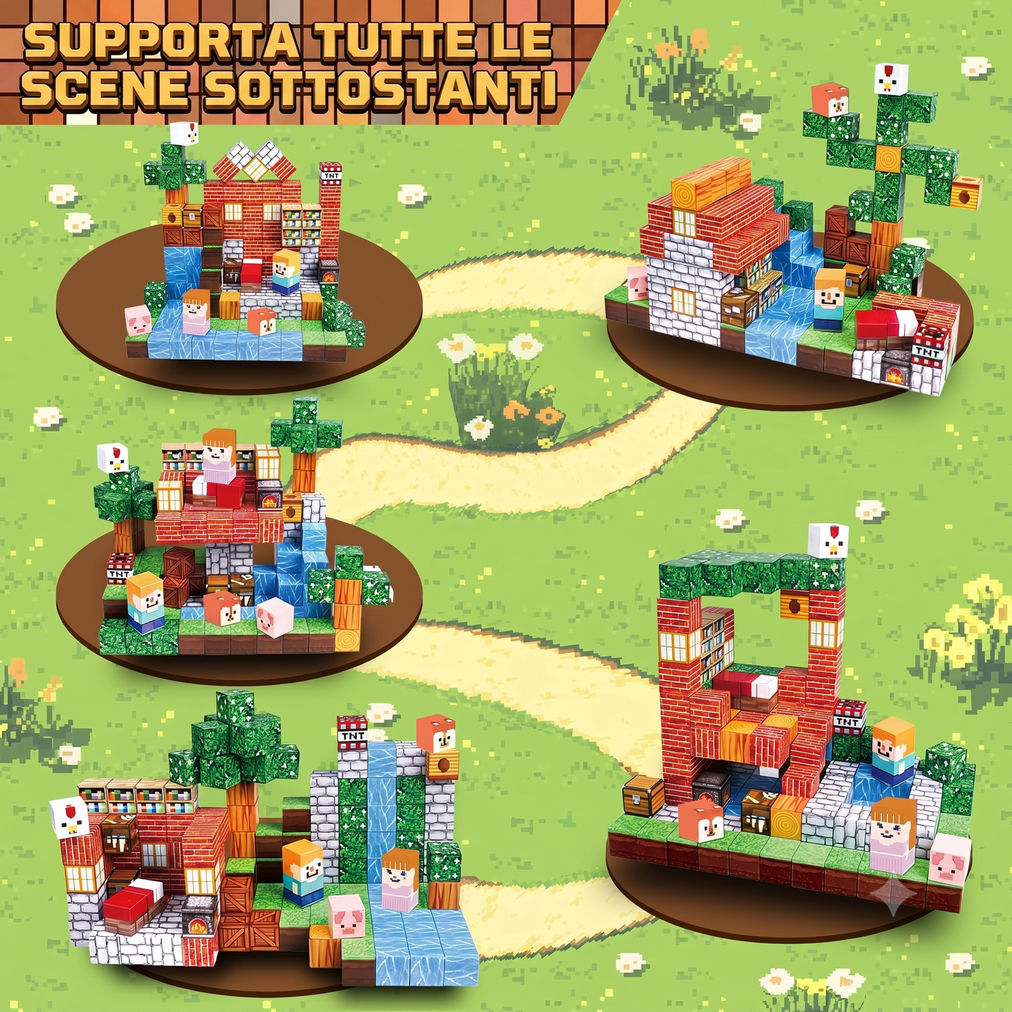 Set di Cubi Magnetici 3D Stile Pixel
