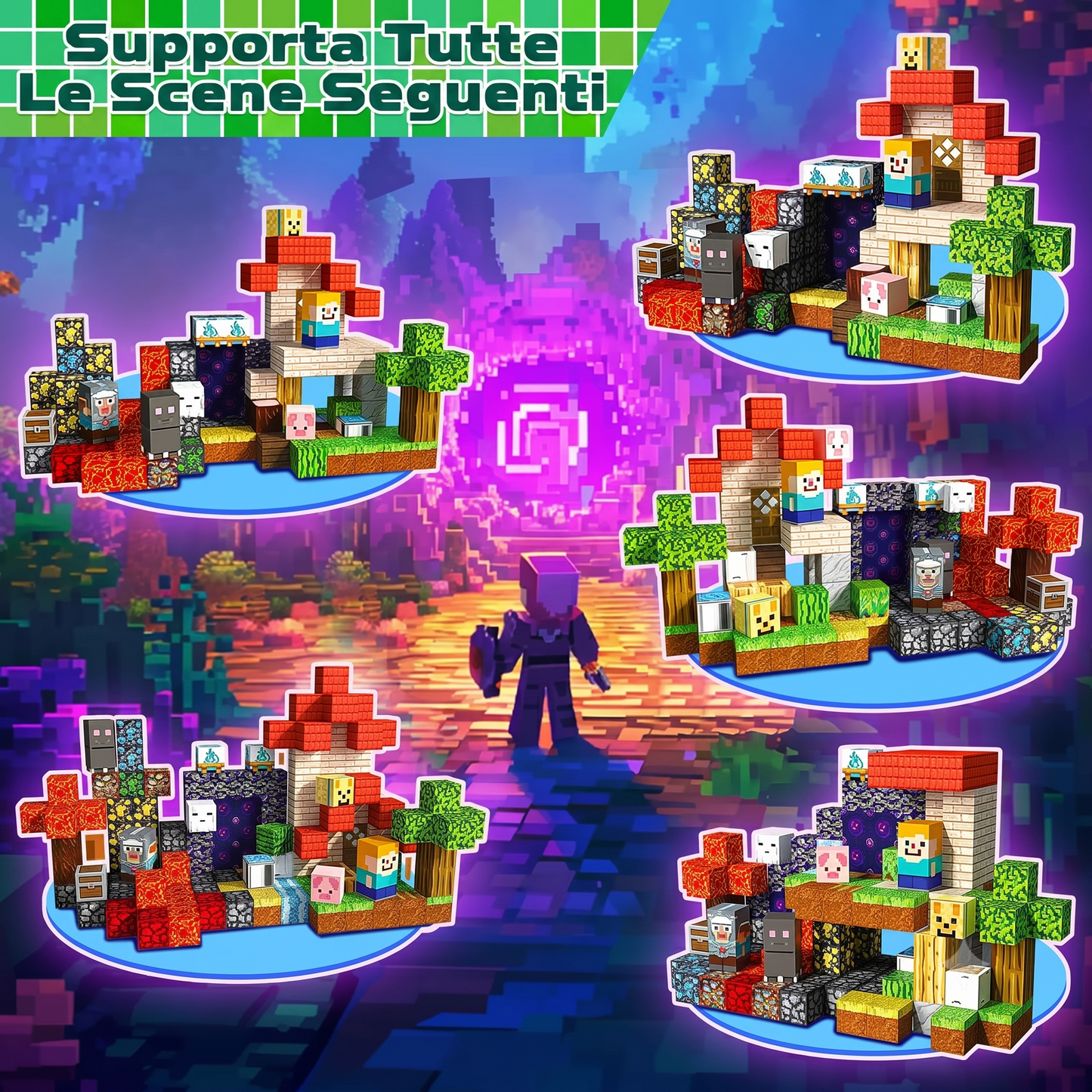 Set di Cubi Magnetici 3D Stile Pixel