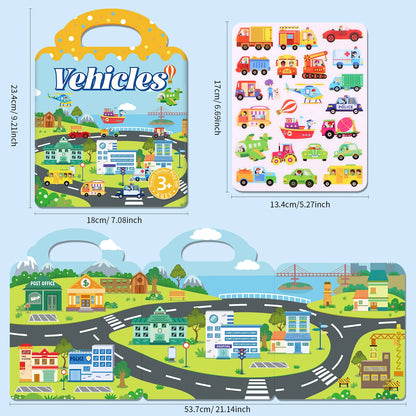 Gioco educativo set Adesivi Puffy Riutilizzabili con Scenari