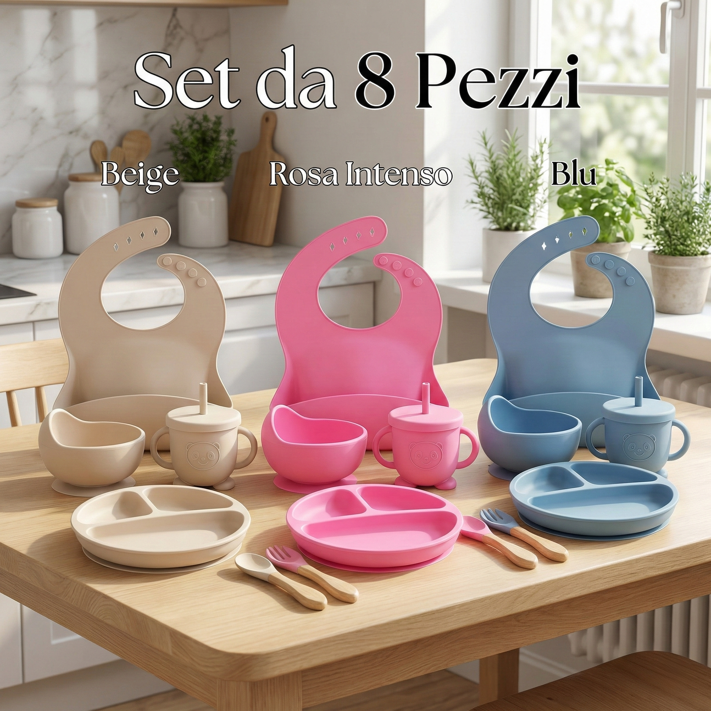 Set Pappa Svezzamento 8 Pezzi in Silicone