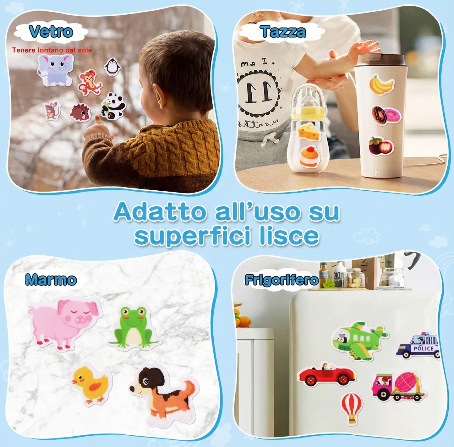 Gioco educativo set Adesivi Puffy Riutilizzabili con Scenari