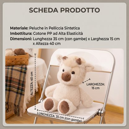 Peluche Mucca Highland Morbidissimo e Interattivo